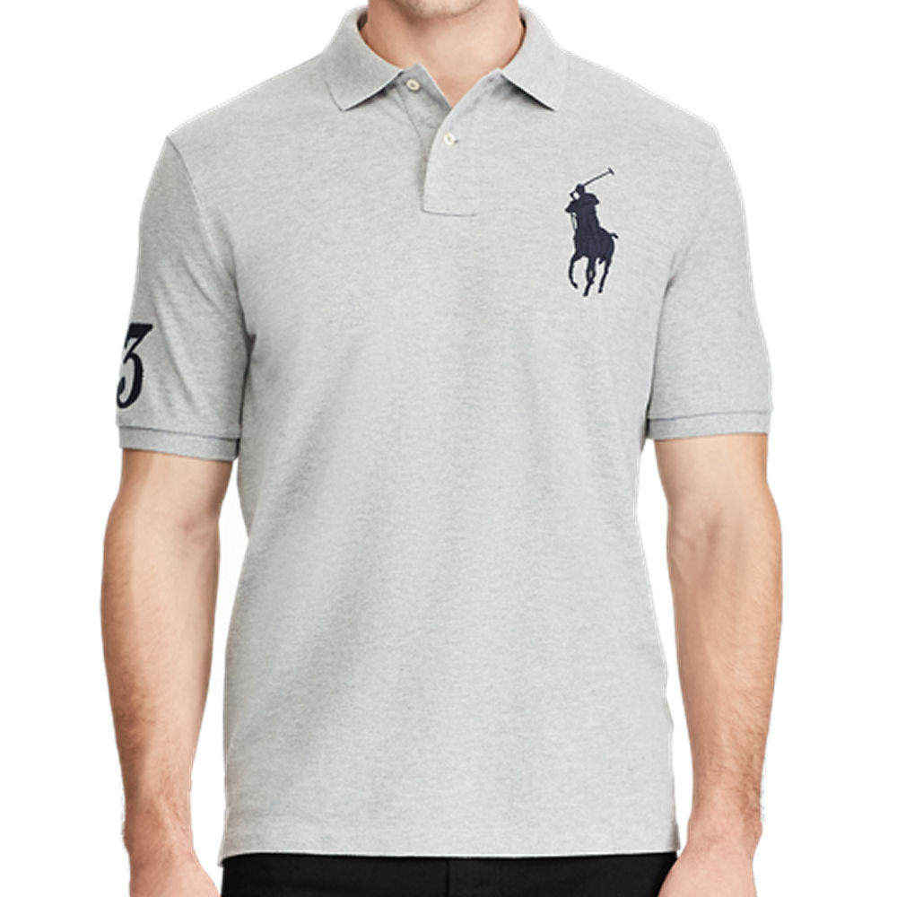 好評 メンズ Polo Ralph Lauren ポロ ラルフローレン ビッグポニー鹿の子ポロシャツ Gray Custom Slim Fit 沖縄 一部離島除く ギフト プレゼントに Select Shop サンファン 流行に Josenopolis Mg Gov Br