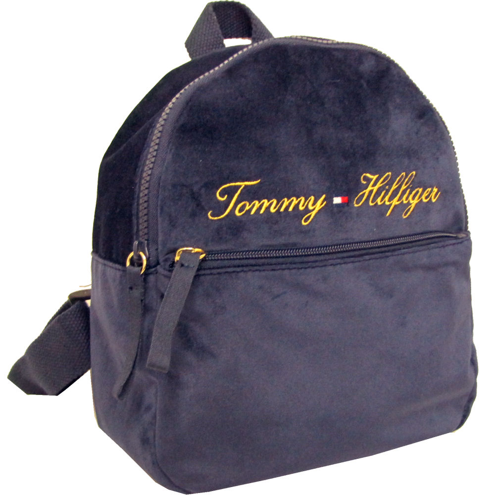 コンビニ受取対応商品 Tommy Hilfiger トミーヒルフィガー ロゴ刺繍スモールリュック ベロア素材 Navy バックパック 安いそれに目立つ Rp221 Com