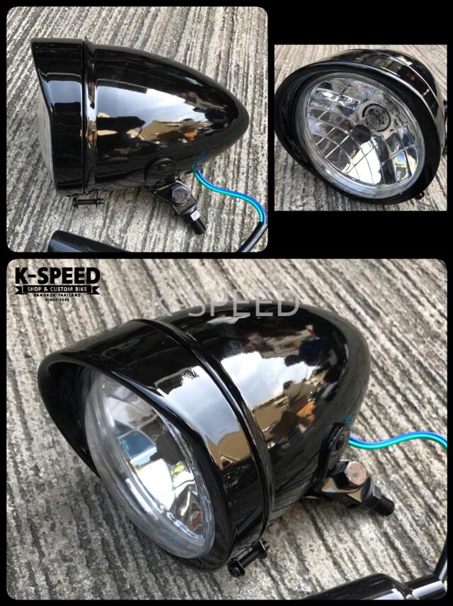 【予約販売商品】K-SPEED 4.5インチ ロング ヘッドライト ブラック バイク カスタムパーツ 汎用|サンフェルナンド