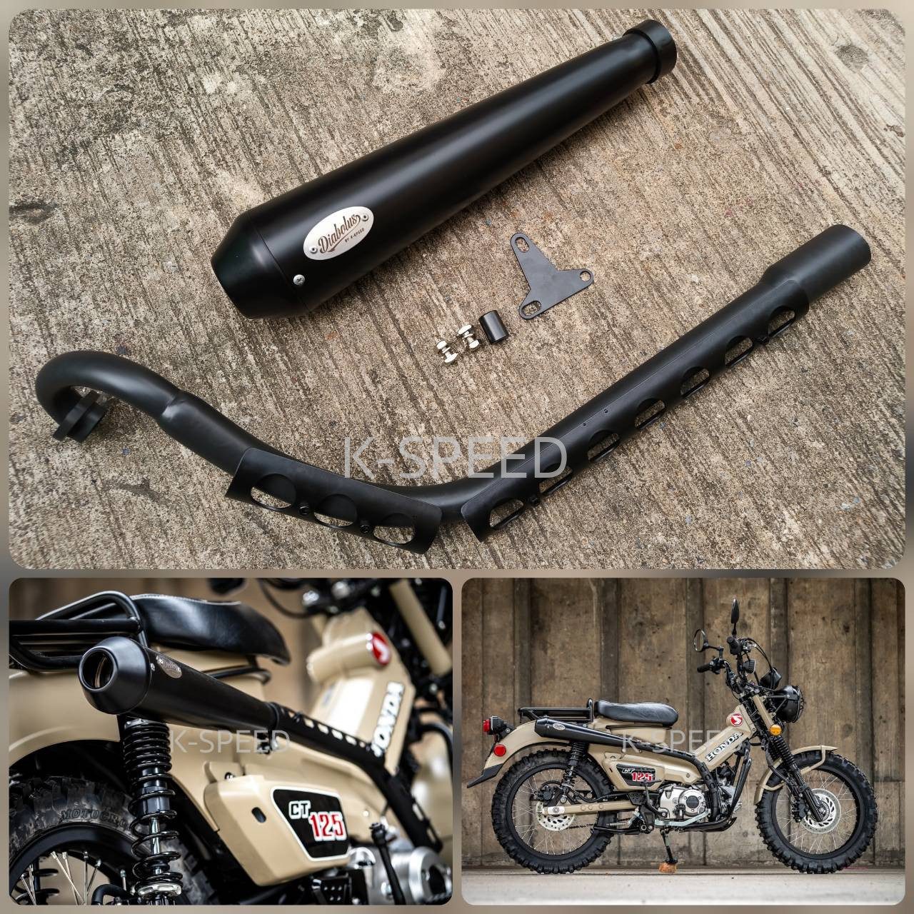 【予約販売商品】K-SPEED CT125用 フルエキゾーストマフラー オールブラック エディション バイク カスタムパーツ 排気系 Diabolus｜サンフェルナンド