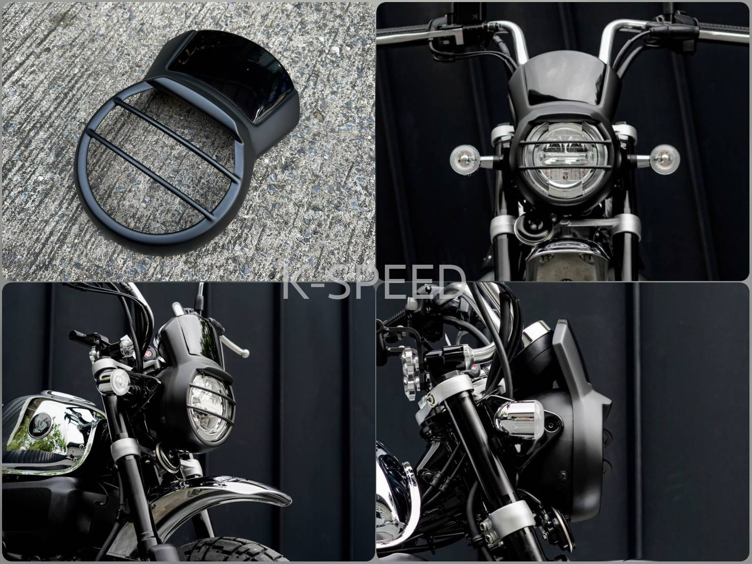 【予約販売商品】K-SPEED モンキー125用 ウィンドシールド マットブラック バイク カスタムパーツ 風防 スクリーン Honda Monkey125｜サンフェルナンド