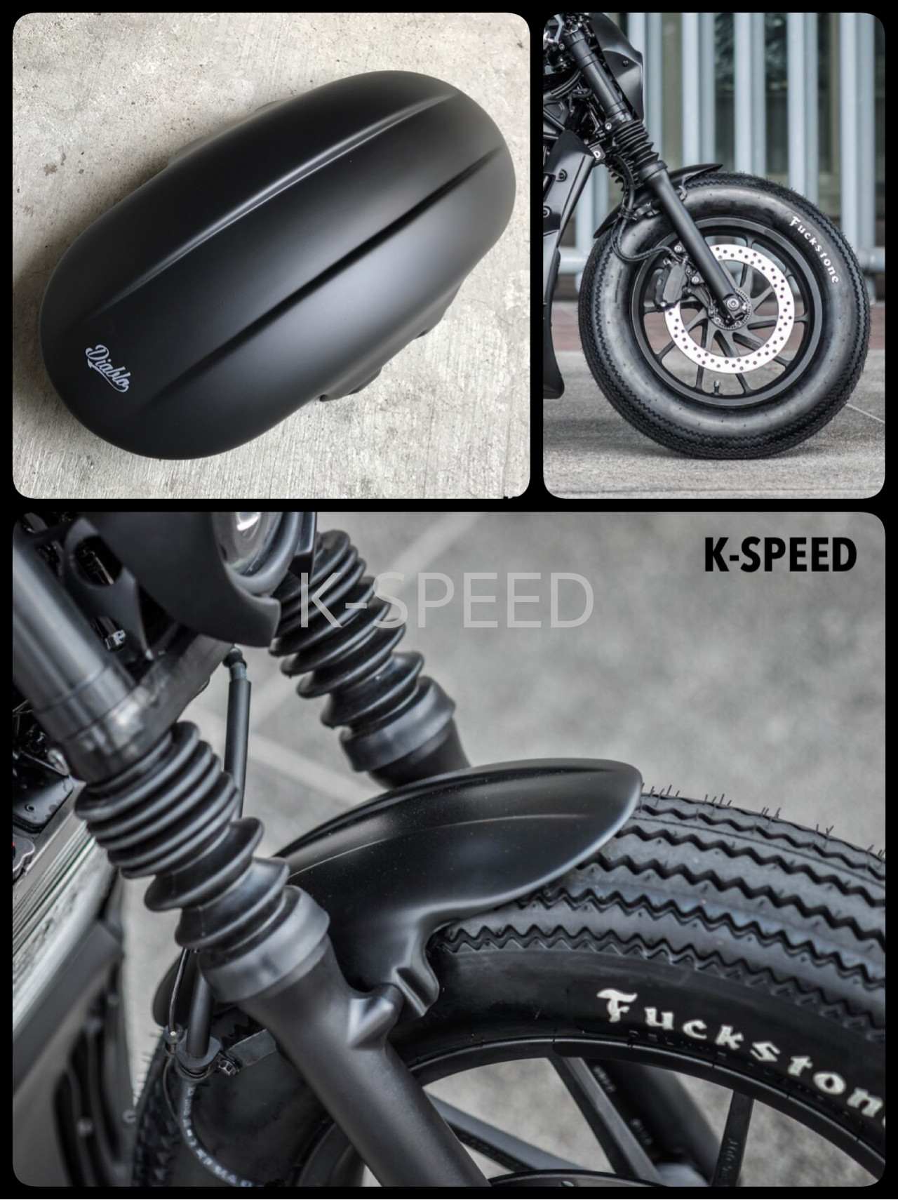 【予約販売商品】K-SPEED フロントフェンダー Rebel 300/500用 バイク カスタムパーツ|サンフェルナンド