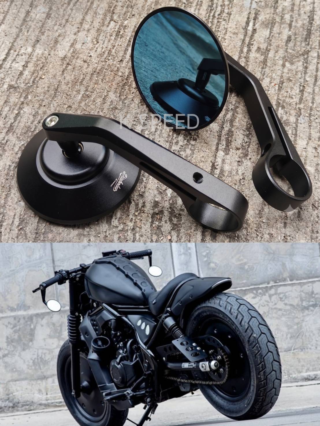 【予約販売商品】K-SPEED CNCラウンドハンドルバーエンド BLACK バイクカスタムパーツ｜サンフェルナンド