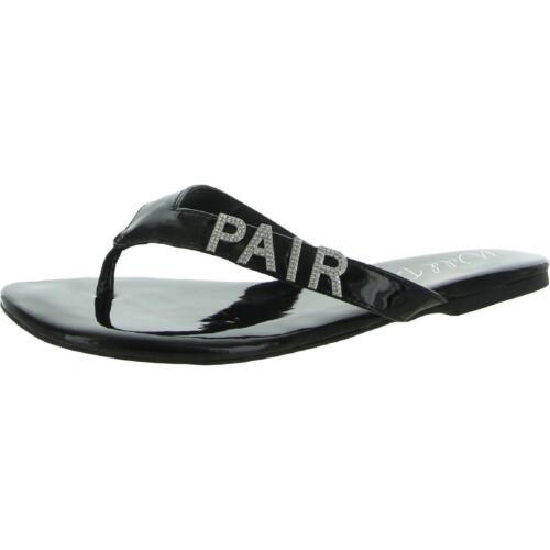 Wild Pair Womens Fantasia Black Flat Sandals Shoes 6.5 Medium (B M) レディース画像