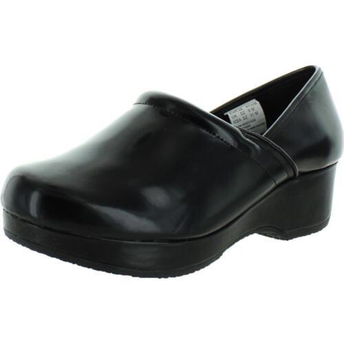 Cherokee Womens Angelique Black Leather Clogs Shoes 11 Medium (B M) レディース画像
