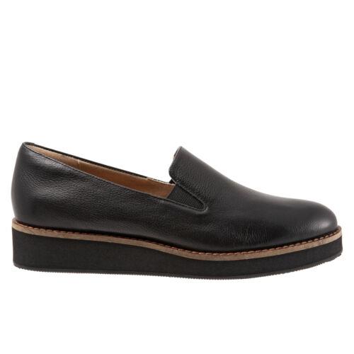 ソフトウォーク Softwalk Whistle S1810-006 Womens Black Leather Slip On Loafer Flats Shoes レディース画像