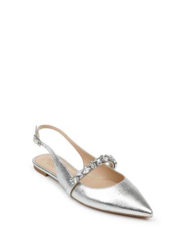 バッジリーミシュカ JEWEL BADGLEY MISCHKA Womens Silver Bambi Toe Block Heel Flats Shoes 5.5 M レディース画像