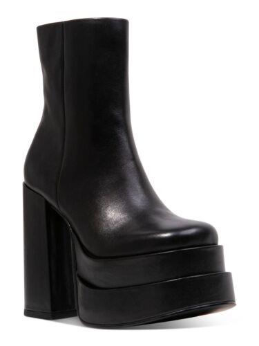 メデン STEVE MADDEN Womens Black 2-1/2 Platform Cobra Block Heel Leather Booties 10 M レディース画像