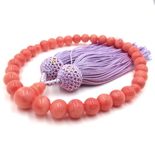 楽天市場】【念珠袋付き】 シナ海珊瑚 念珠 数珠 片手 白 みかん玉