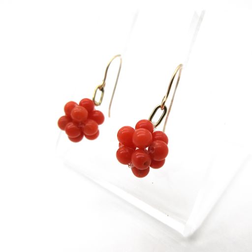 赤珊瑚 ピアス 約3mm玉 K14GF ブラピアス 珊瑚ボール さんご サンゴ コーラル sango coral 本珊瑚 無染色 宝石珊瑚 お守り アクセサリー ジュエリー ギフト プレゼント シンプル