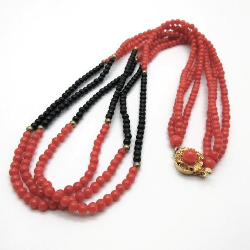 楽天市場】赤珊瑚 ネックレス 5連 地中海 さんご サンゴ
