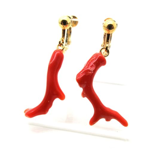 深海 珊瑚 ピンクサンゴ コーラル 半円 イヤリング シルバー 無染色 SANSUI