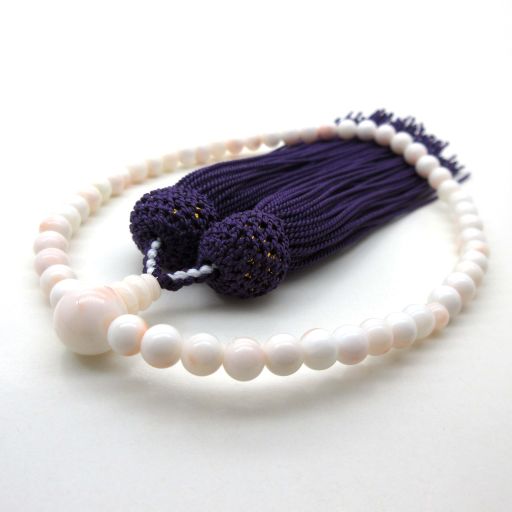 楽天市場】【念珠袋付き】 シナ海珊瑚 念珠 数珠 片手 白 みかん玉