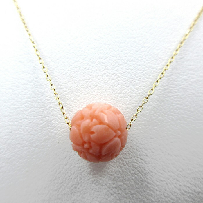 驚きの値段 ピンク珊瑚 ペンダント 約9 5ｍｍ玉 桜 総彫り K18 さんご サンゴ コーラル Sango Coral 本珊瑚 無染色 宝石サンゴ 正規激安 Bestchoiceconsultancy Com Au