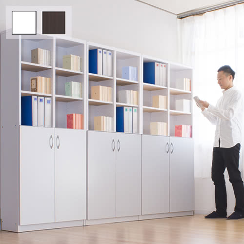 楽天市場】扉付き本棚 幅90cm 高さ180cm シンプル シェルフ 9018 2ドア