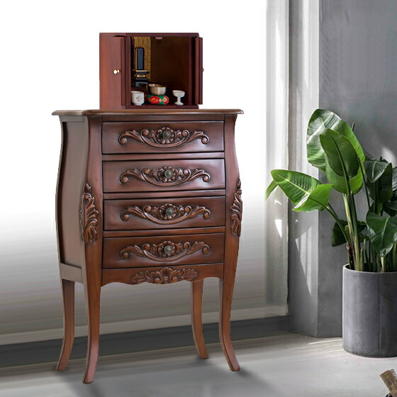 イタリア製 アンティーク 木製 円形電話台 4引き出し ブラウン イタリア製 アンティーク 木製 円形電話台 4引き出し ブラウン