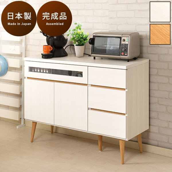【6ヶ月保証付】テレビボード 110cm幅 ハイタイプ 完成品 ナチュラル ホワイト 日本製 白 収納 キッチン 食器棚 キャビネット ダイニング 木製 引出し 32V 24v対応 シンプル 高さ80cm 北欧風 国産 テレビボード 北欧 プッシュ式扉 プリンター台 33,787円