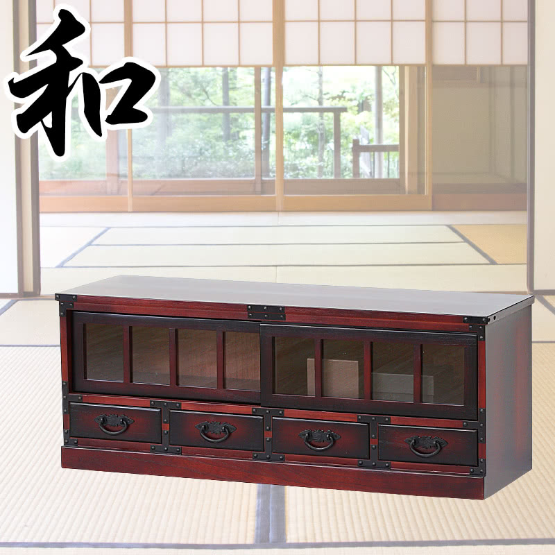 和風今めかしい 幅100糎 赤銅色 民芸調 芸術品 和風たんす テレビ受像機台 置き目ゲーム盤 和風 成し遂げる品 木製 大正レトロ 昭和口当たり 和タンス【SB64805】 テレビ受像機台 今めかしい 成し遂げる品