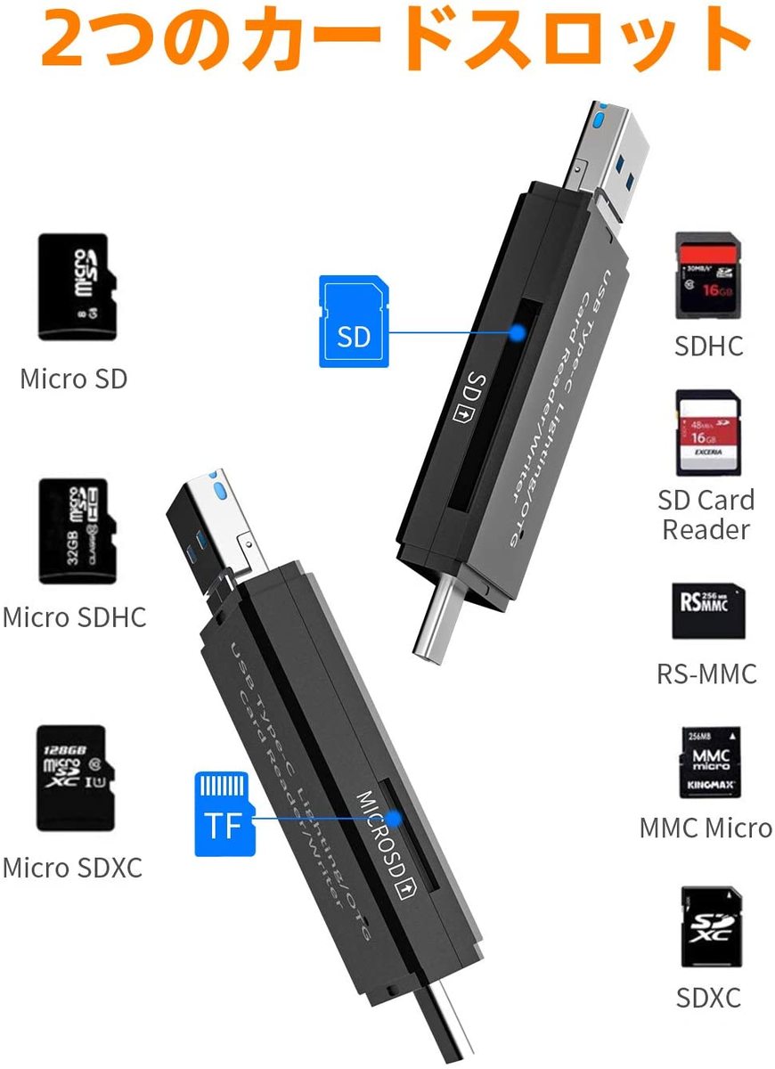 楽天市場 Sdカードリーダー Iphone Type C Usb メモリ カードリーダー 4in1 Iphone Type C Android Macbook Pc パソコン タブレット マルチ 万能 多機能 Otg機能搭載 Lightning Microusb 高速データ転送 容量不足 メモリー不足 Usbメモリ ファイル管理 Sd Micro Sd対応