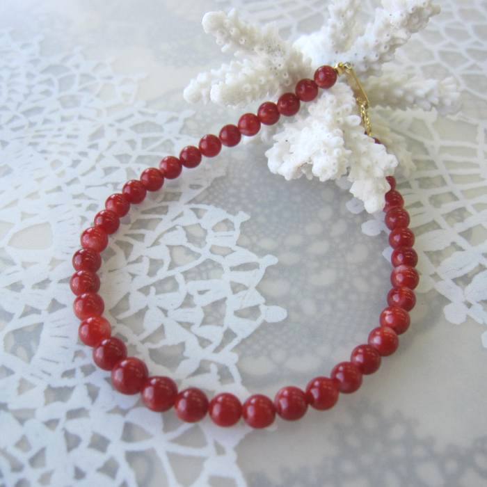 楽天市場】日本 高知産血赤珊瑚 ブレスレット K18 K18ミラー