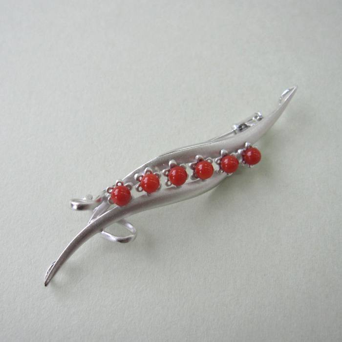 楽天市場】日本 高知産血赤珊瑚 ブローチ ペンダント兼用 SILVER 花