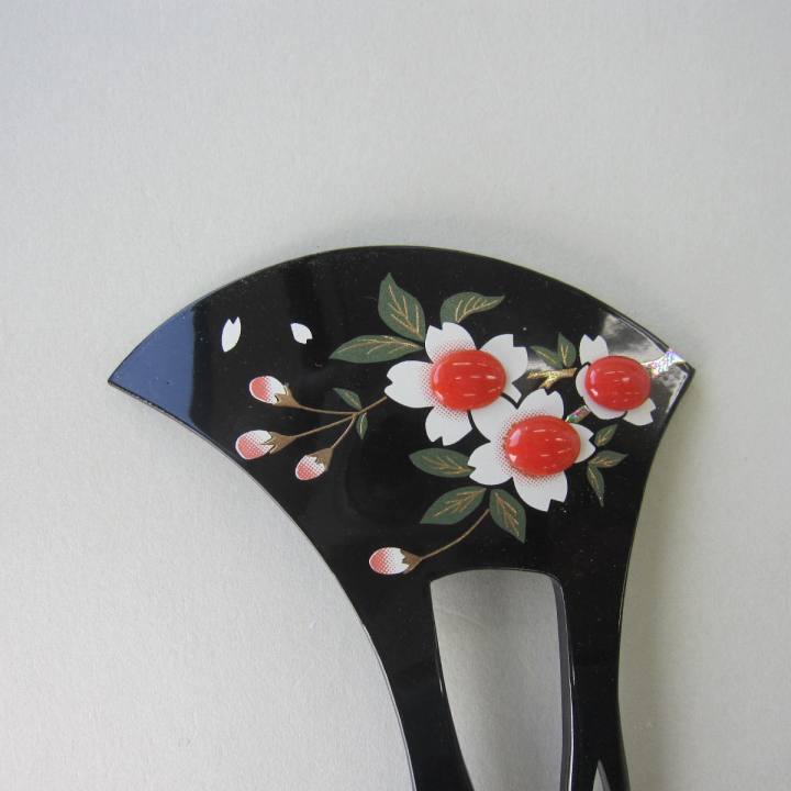 貴重 宝石珊瑚(国内産桃珊瑚) 簪(かんざし)玉菊彫刻 貴重 宝石珊瑚