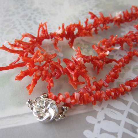 【楽天市場】高知産赤珊瑚枝のネックレスSILVER/55cm/『宝石サンゴ』：珊瑚職人館ー土佐