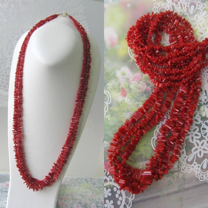 赤珊瑚　9連ロングネックレス 地中海 赤珊瑚 5連 ネックレス 希少な素材をたっぷりと贅沢に サルジ