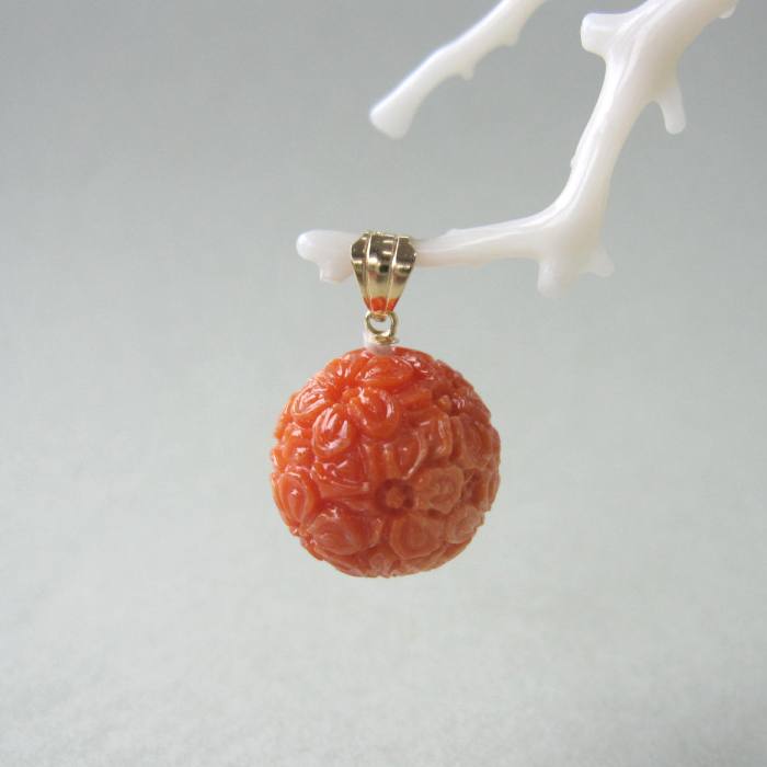 楽天市場】【大粒】 桃珊瑚 す玉 ペンダントトップ （22.3ミリ