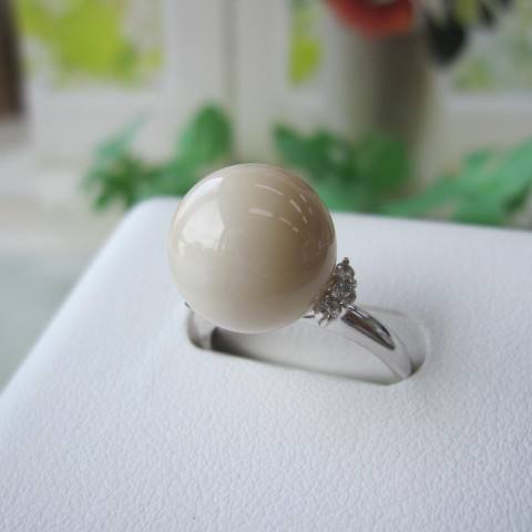 シナ海珊瑚 丸玉 プラチナリング 指輪 （11.5ミリ） ダイヤ0.1ct Pt900 『宝石サンゴ』 珊瑚婚 還暦 誕生日 御祝 厄除 御守 3月の誕生石 ギフト プレゼント 結婚35周年 珊瑚職人