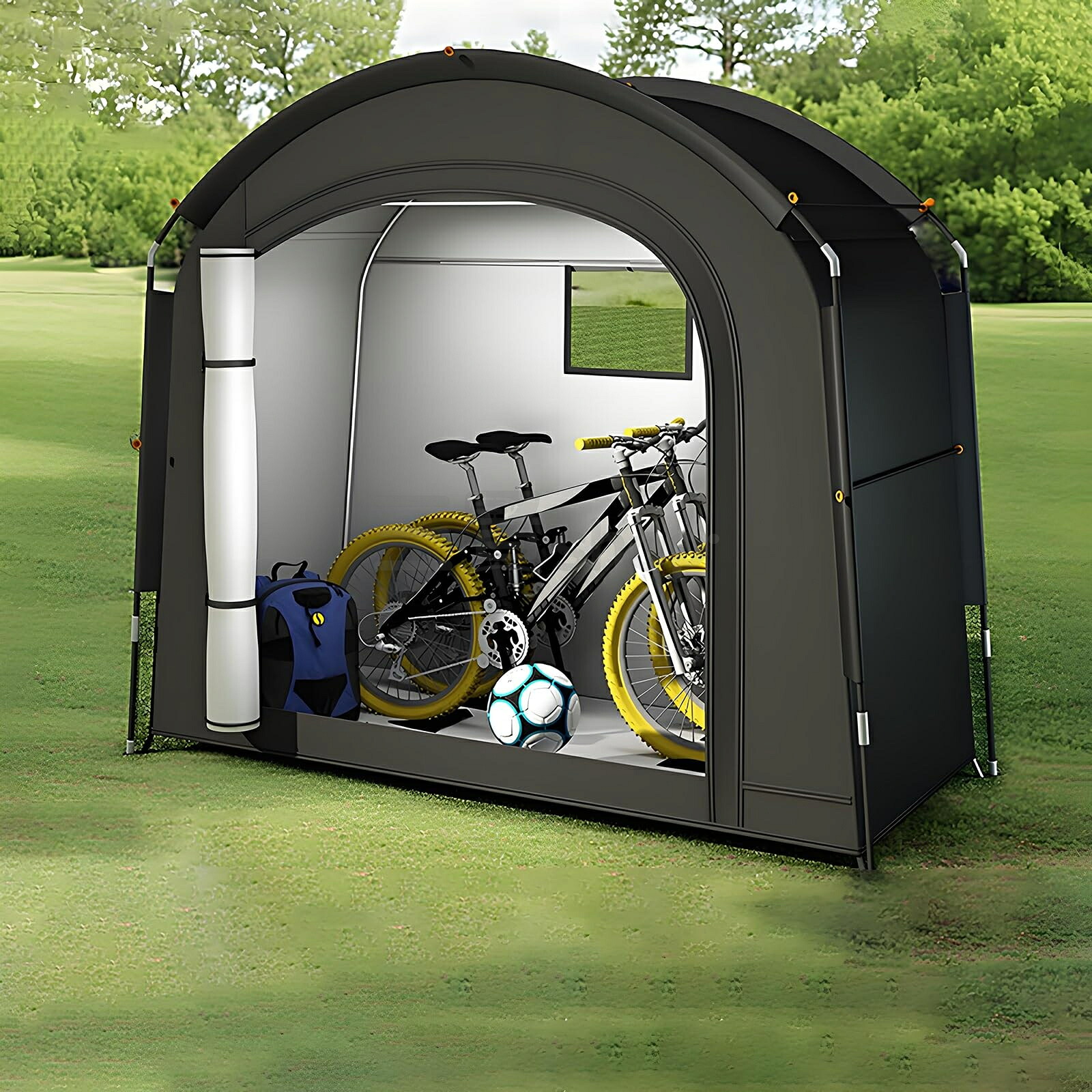 自転車置き場 アウトドアバイクカバー 3-4台用 収納小屋テント 210Dオックスフォード 厚手防水生地 防水 耐水 丈夫 おしゃれ 屋外アルミ合金ブラケット すっきりしたテント 梅雨対策 組み立てが簡単 家庭用|三賢shop