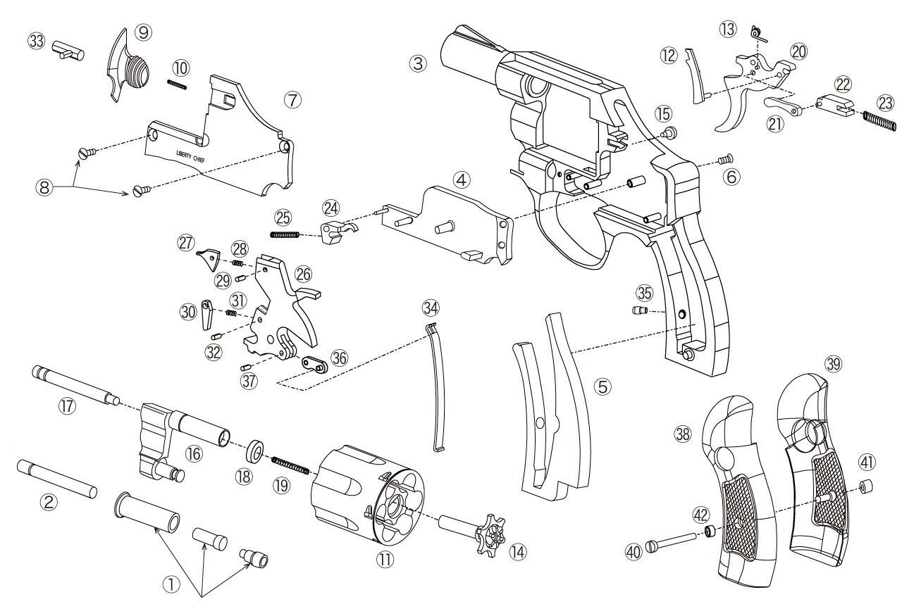 A!CTION WOF 組立キット LIBERTY CHIEF 2インチ .38special 発火式モデルガン