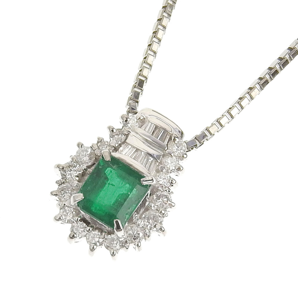 2023高い素材 【返品OK】0.55ct 天然エメラルド ネックレス 40cm Pt850