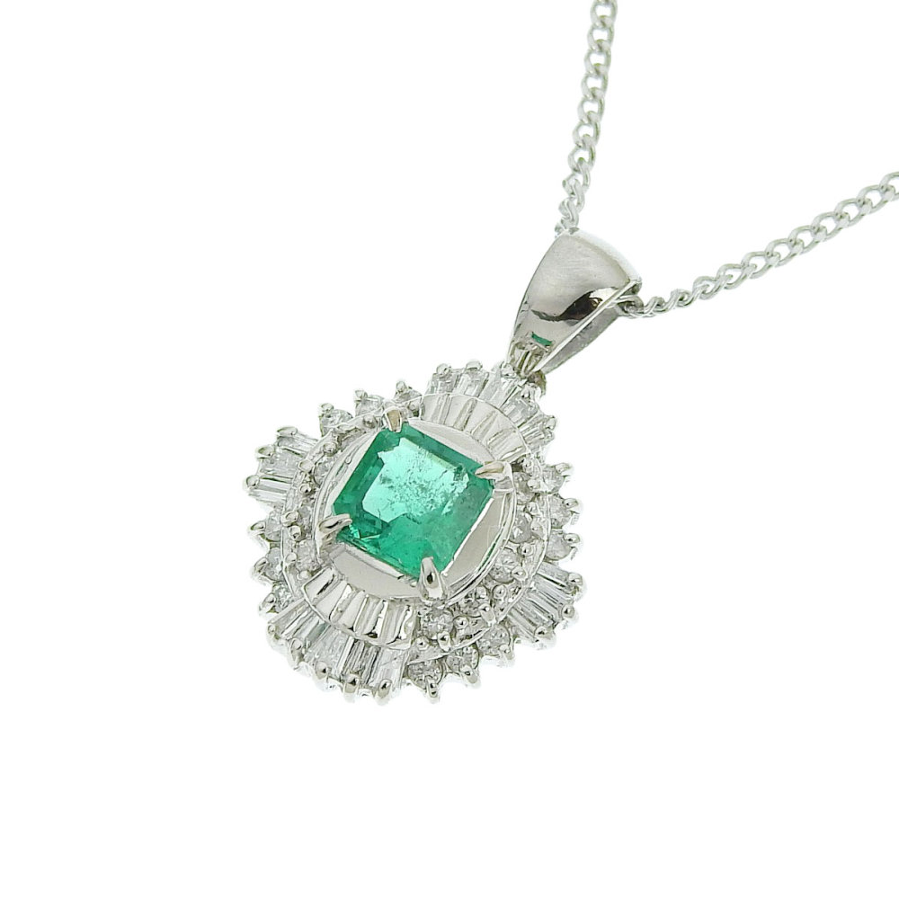 毎日続々入荷 0.50ct 天然エメラルド ネックレス 40cm Pt850 900 新品