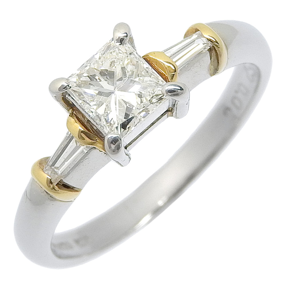 【返品OK】0.52ct 天然ダイヤ リング 11号 Pt900/K18YG 新品仕上げ済み 合計0.08ct 天然ダイヤ レディース プラチナ 白金 18K 18金 イエローゴールド プリンセスカット【送料無料】【中古】