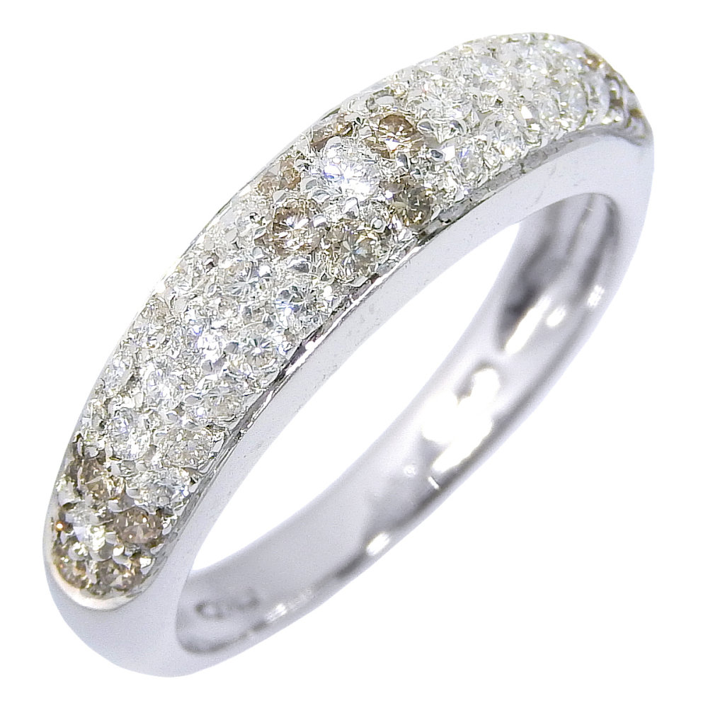 【返品OK】合計0.50ct 天然ダイヤ リング 12号 K18WG 新品仕上げ済み レディース 18K 18金 ホワイトゴールド 天然ブラウンダイヤ 金無垢【送料無料】【中古】