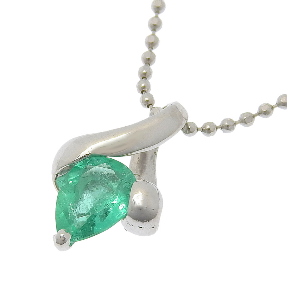 【返品OK】0.385ct 天然エメラルド ネックレス 40cm Pt850/900 新品仕上げ済み レディース プラチナ 白金 ペアシェイプ【送料無料】【中古】 29,250円
