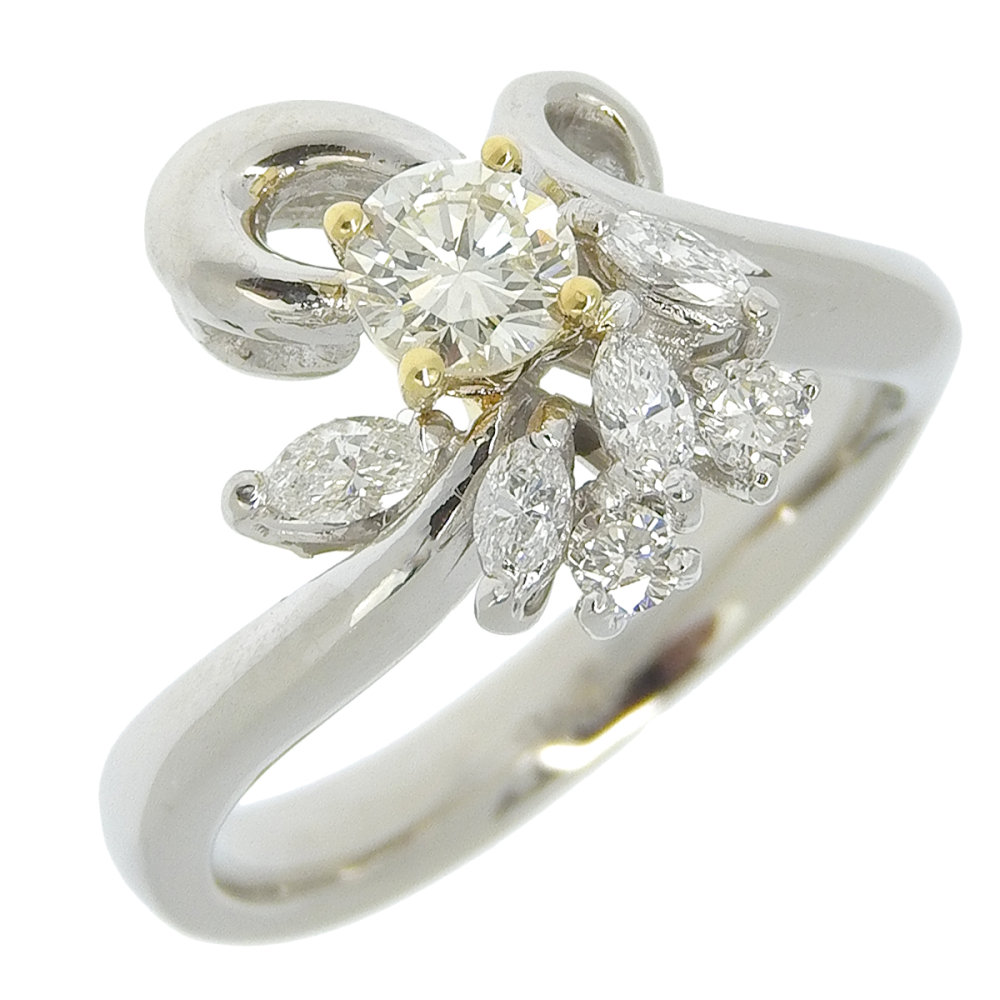 【返品OK】0.31ct 天然ダイヤ リング 11.5号 Pt900 K18YG 新品仕上げ済み 合計0.28ct 天然ダイヤ レディース プラチナ 白金 18K 18金 イエローゴールド 一粒 1粒 1P【送料無料】【中古】｜三光質店店