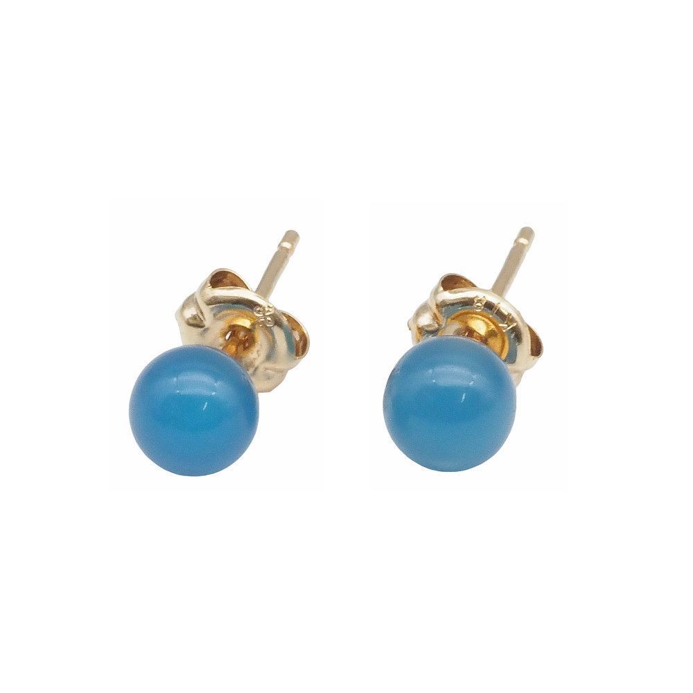 【返品OK】約4.0mm ブルーストーン ピアス K18YG レディース 18K 18金 イエローゴールド 一粒 1粒 1P 金無垢【送料無料】【中古】