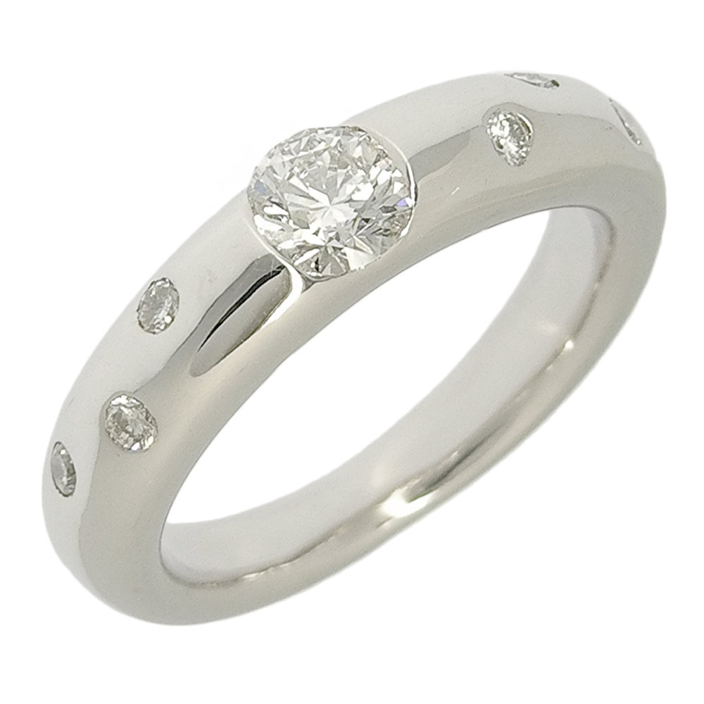 【返品OK】D/VVS2/EX 0.308ct 天然ダイヤ リング 6号 Pt900 鑑定書付き 合計0.12ct 天然ダイヤ レディース プラチナ 白金 一粒 1粒 1P【送料無料】【中古】