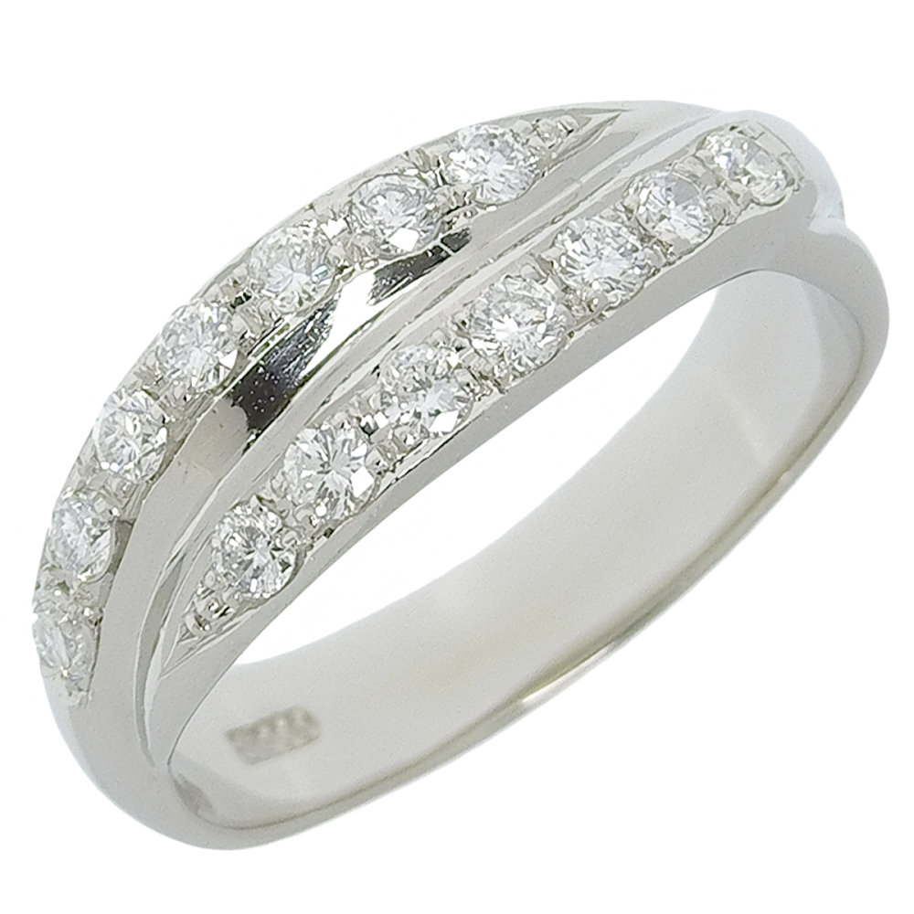 【返品OK】合計0.51ct 天然ダイヤ リング 14.5号 Pt900 新品仕上げ済み レディース プラチナ 白金 交差 重なり合う【送料無料】【中古】