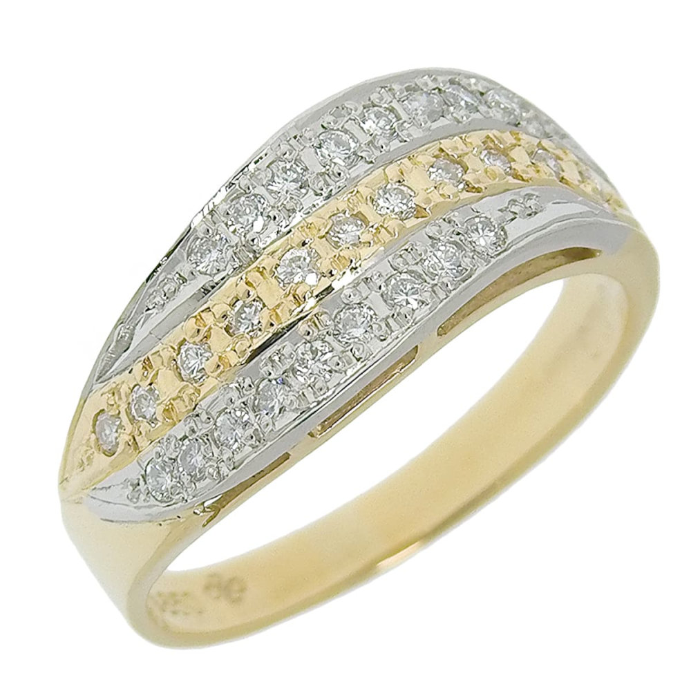 【返品OK】合計0.26ct 天然ダイヤ リング 12号 K18YG Pt850 新品仕上げ済み レディース 18K 18金 イエローゴールド プラチナ 白金 コンビ【送料無料】【中古】｜三光質店店