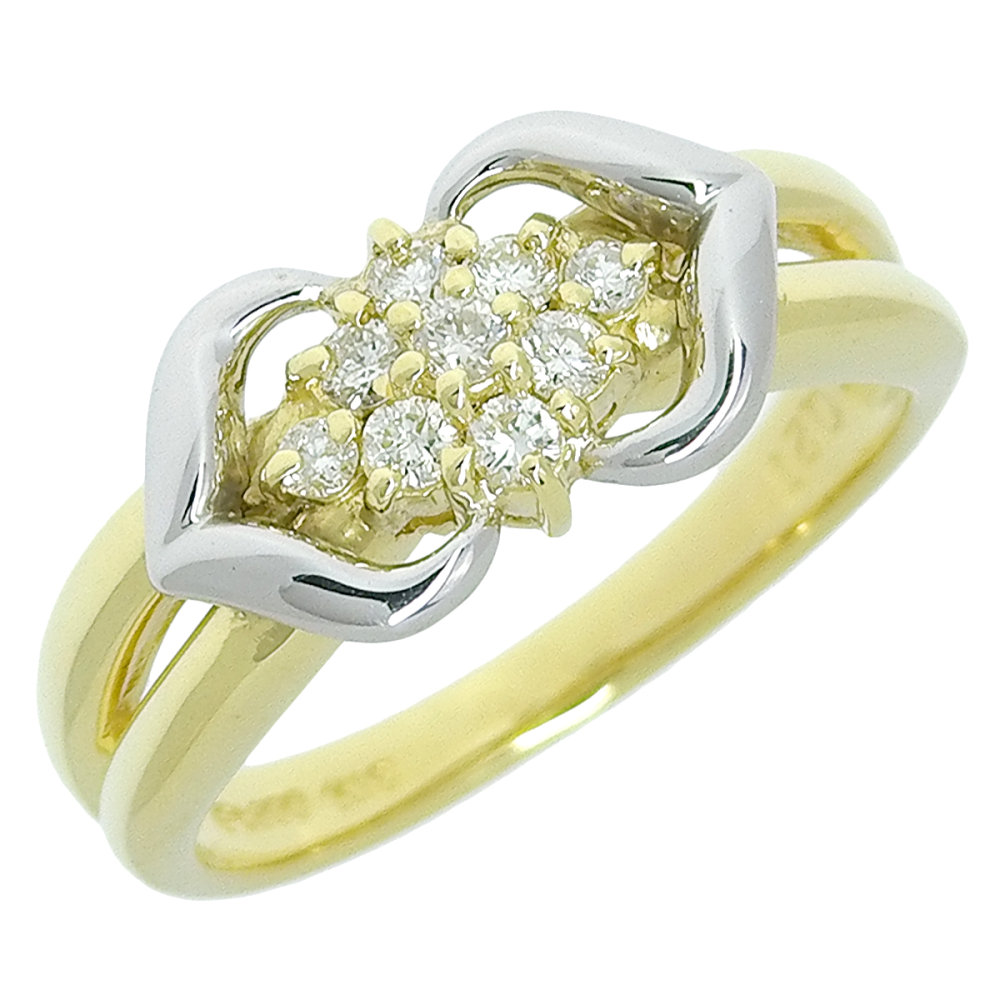 【返品OK】合計0.21ct 天然ダイヤ リング 11.5号 K18YG Pt900 新品仕上げ済み レディース 18K 18金 イエローゴールド プラチナ 白金 コンビ【送料無料】【中古】|三光質店店
