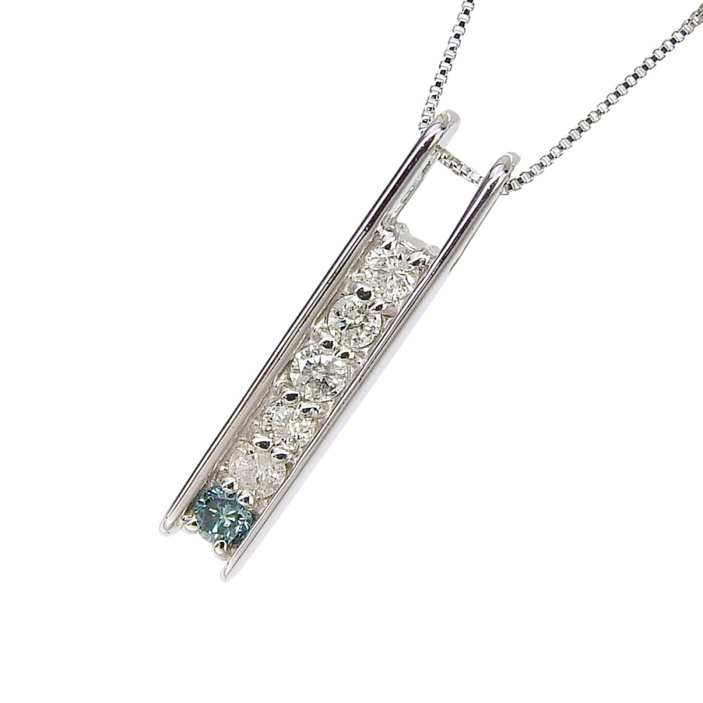 【返品OK】合計0.20ct 天然ダイヤ トリートダイヤ ネックレス 40cm K18WG 新品仕上げ済み レディース 18K 18金 ホワイトゴールド【送料無料】【中古】