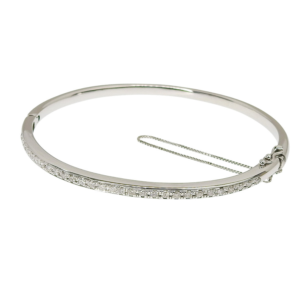 【返品OK】合計0.53ct 天然ダイヤ バングル 17cm K18WG 新品仕上げ済み レディース 18K 18金 ホワイトゴールド 金無垢【送料無料】【中古】|三光質店店