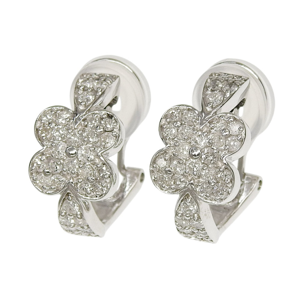 【返品OK】合計1.00ct 天然ダイヤ ピアス K14WG 新品仕上げ済み レディース 14K 14金 ホワイトゴールド イヤリング ノンホールピアス【送料無料】【中古】|三光質店店