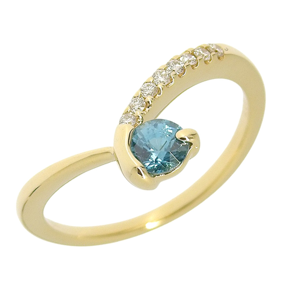 【返品OK】0.51ct 天然ジルコン リング 12号 K18YG 新品仕上げ済み 合計0.07ct 天然ダイヤ レディース 18K 18金 イエローゴールド 一粒 1粒 1P【送料無料】【中古】