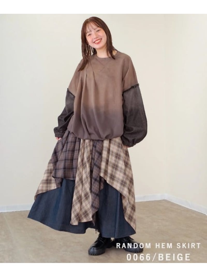 mililopiulu/ミリロピュール 読み合わせるMIXランダムヘムスカート (WOMENS) GSC WOMENS SELECT ゴースローキャラバン スコート 余分の物のスコート ベージュ 赤銅色【貨物輸送無料】[ Fashion]