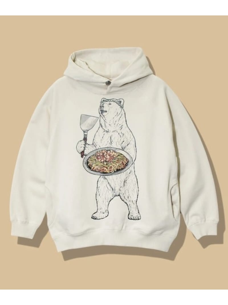 【新品未使用】ゴースローキャラバン　空紡糸裏毛　お好み焼きクマ　プルパーカー 45883_thumbnail.jpg