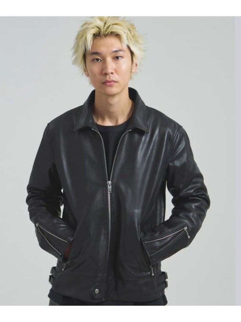 JE-BUFFARO CALF LEATHER SINGLE RIDERS JACKET 2025(MENS) JACKROSE 万力サクラ色 ジャケット・アウター 余分の物のジャケット・アウター 黒いこと【貨物輸送無料】[ Fashion]